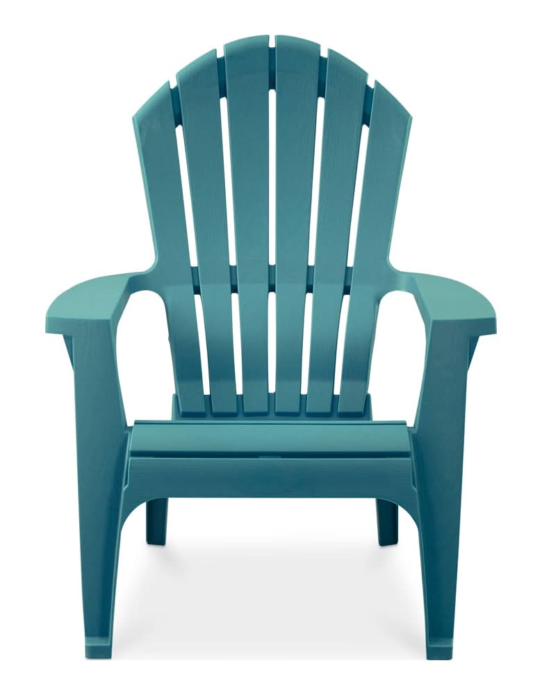 Adams Manufacturing RealComfort Stackable Teal Resin Frame Stationary Adirondack Chair with Solid Seat
