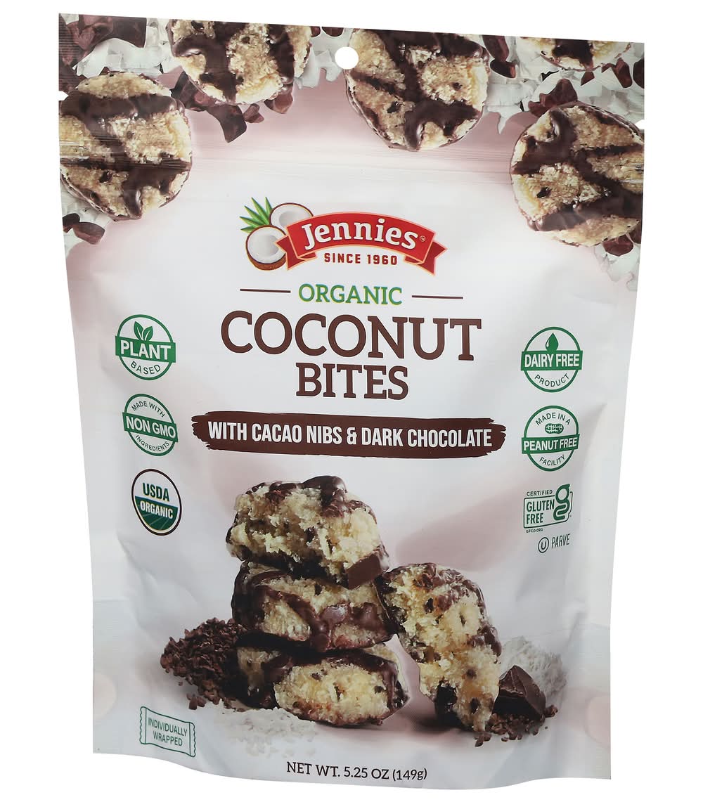Jennies Organic Coconut Bites, Cacao Nibs & Dark Chocolate (5.25 oz)