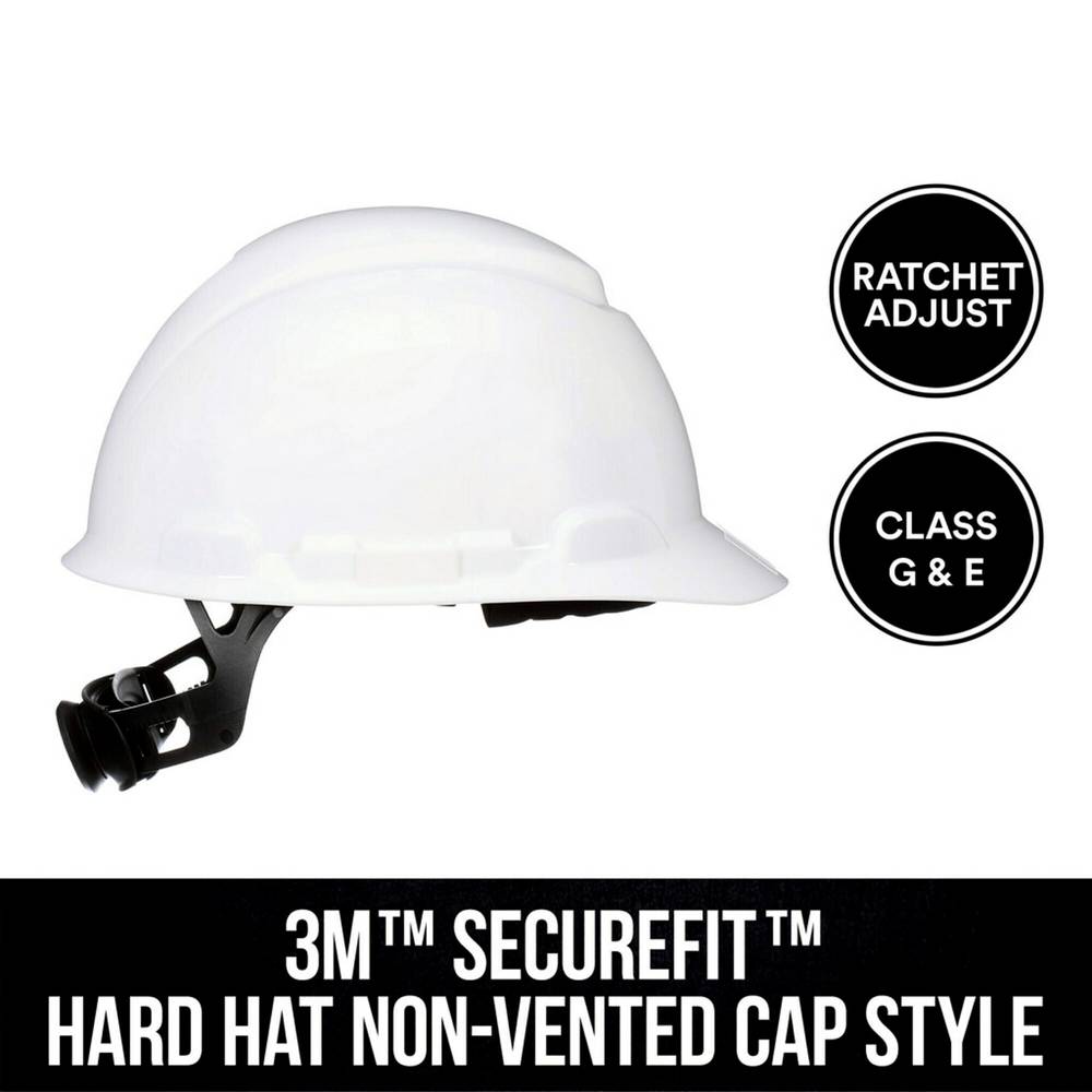 3M Quick Adjusting Ratchet White Hard Hat | CHH-R-W6-SL