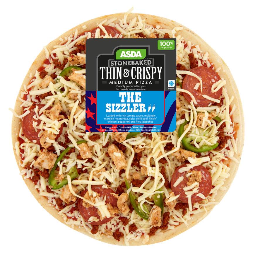 Asda The Sizzler Medium Thin Stonebaked Pizza