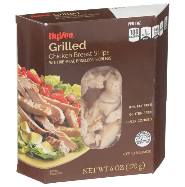 Hy-Vee Fully Cooked Grilled Chicken Breast Strips (6oz)