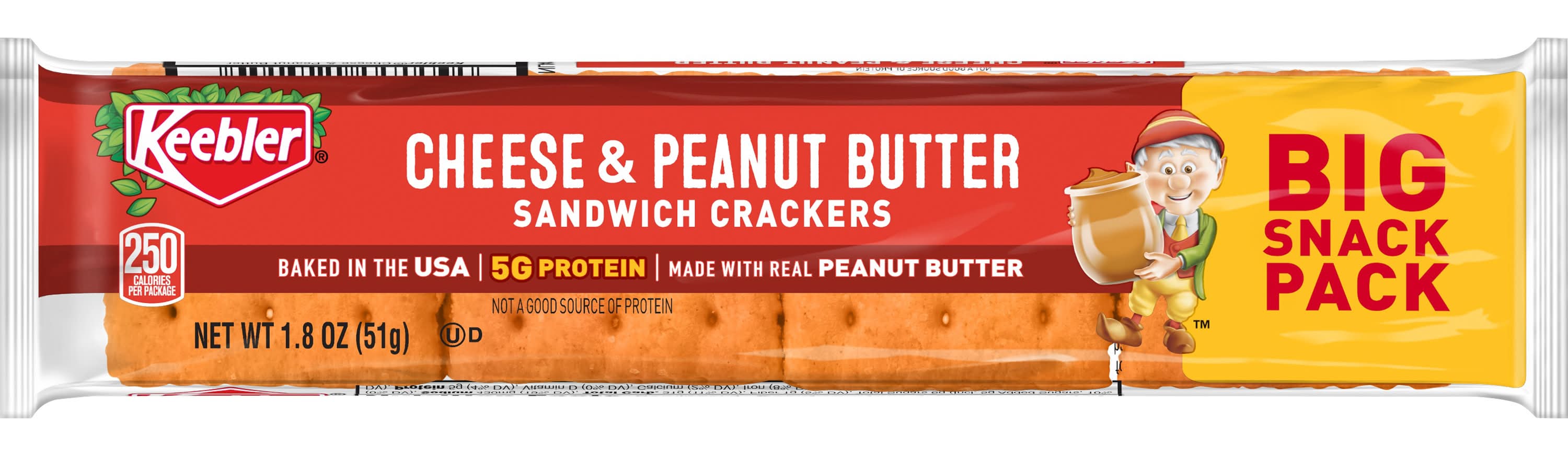 Keebler Snack pack Sandwich Crackers, Cheese-Peanut Butter (1.8 oz)