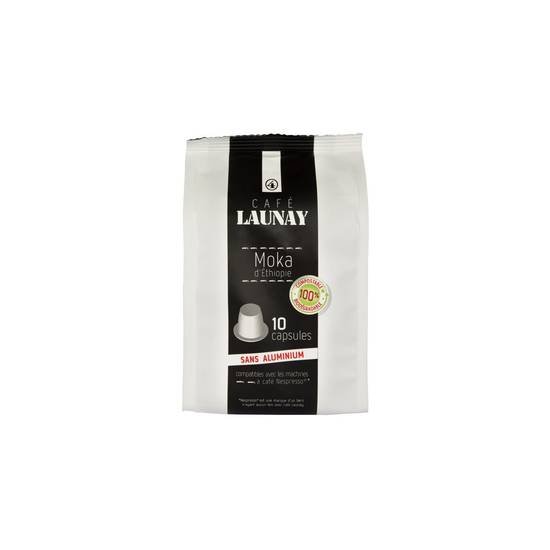 Café capsules Compatibles Nespresso moka d'éthiopie biodégradables LAUNAY - la boite de 10 capsules