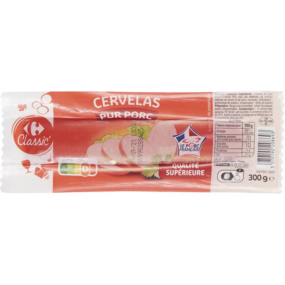Carrefour - Cervelas pur porc