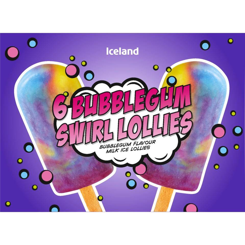 Iceland Swirl Milk Ice Lollies (bubblegum)