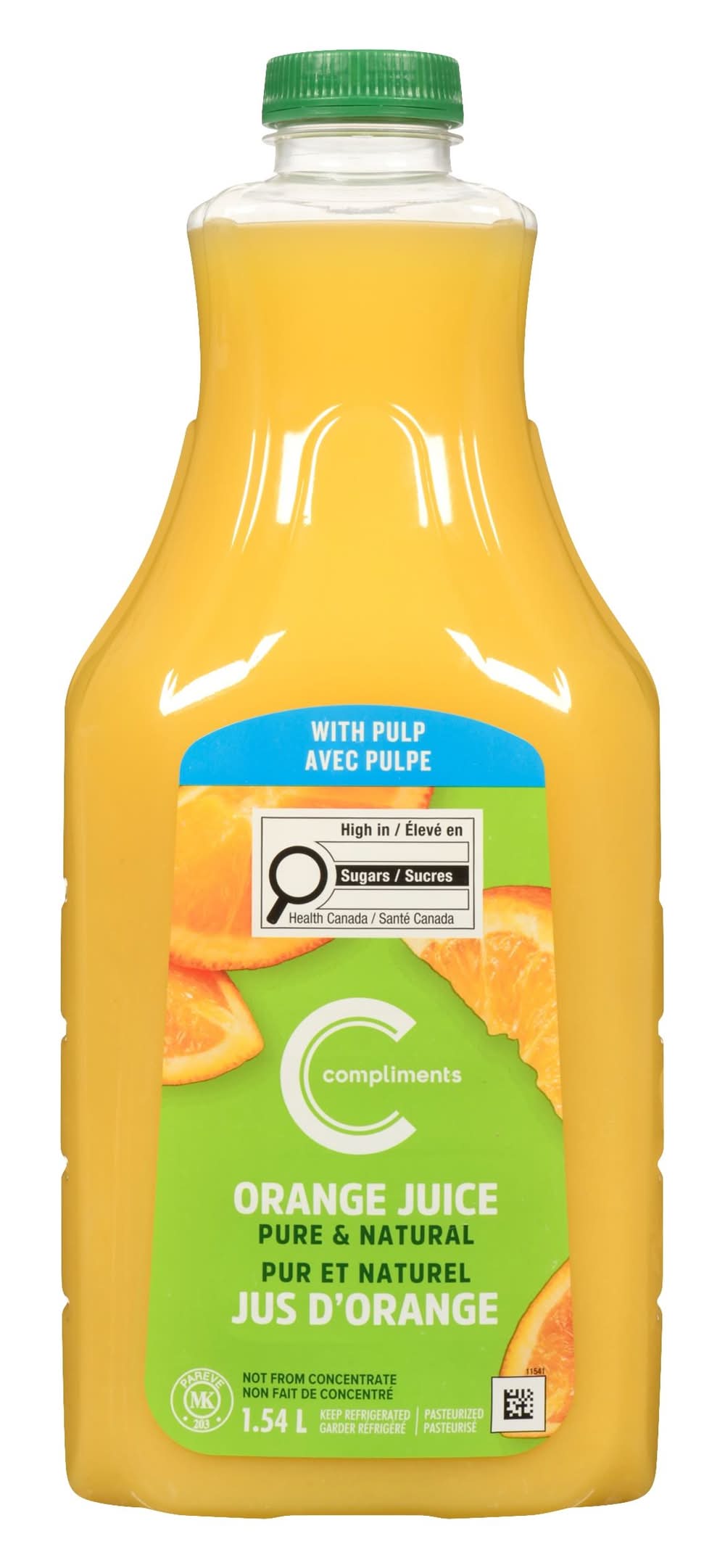 Compliments jus d'orange pur et naturel avec pulpe - pure and natural orange juice with pulp (1.54 l)