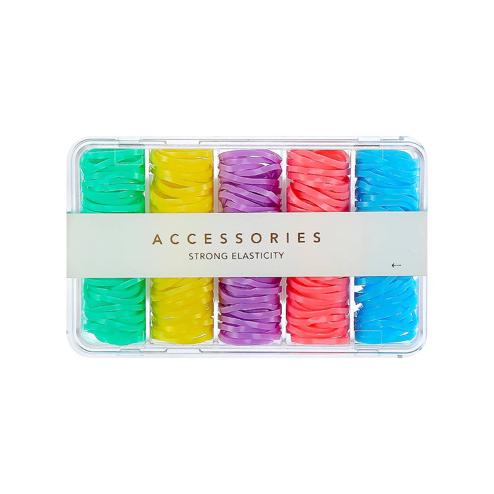 Miniso ligas para cabello colorful (caja 150 pizas)