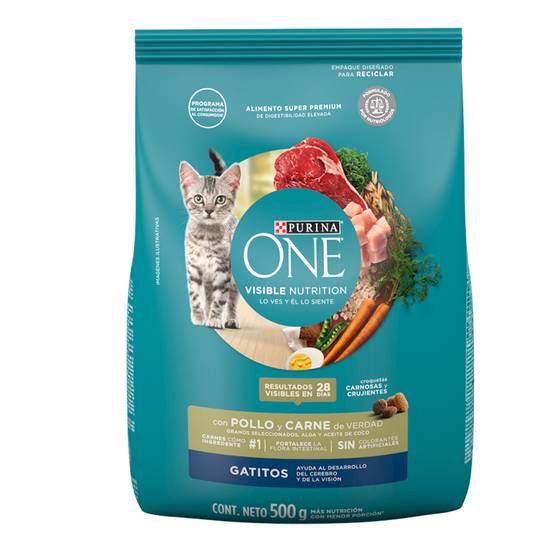 One alimento seco premium para gatito (500 grs)