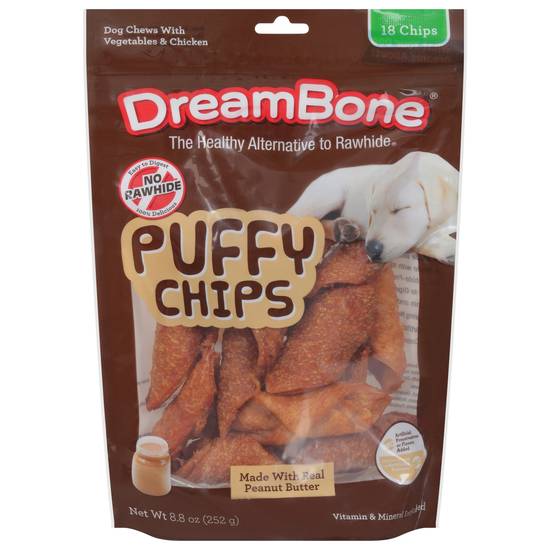 Dreambone Puffy Chips Dog Chews With Vegetables & Chicken (18 ct)