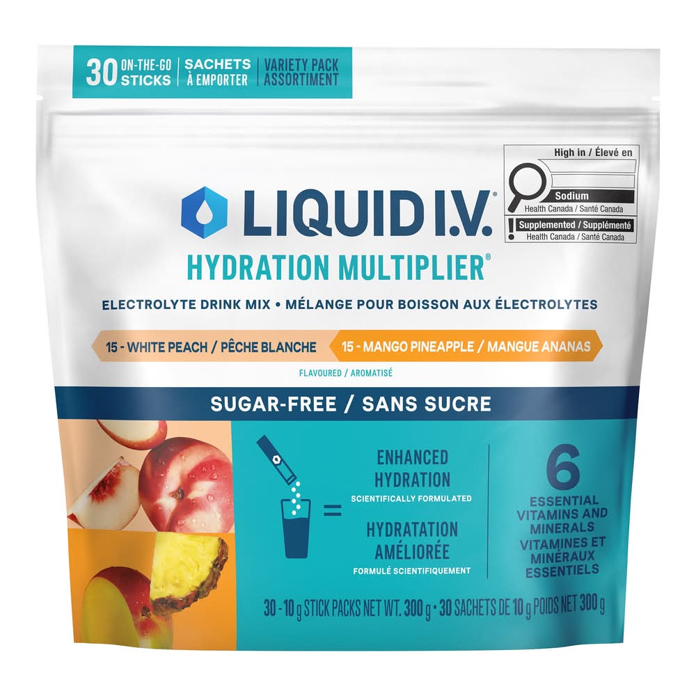 Liquid I.V. - Assortiment De Boissons Hydratantes Sans Sucre, 30 X 10 G / Liquid I.V. Sugar Free Hydration Variety Pack, 30 X 10 G