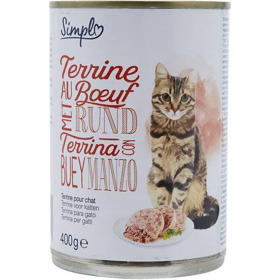 Simpl - Pâtée terrine pour chat adulte, bœuf (400g)