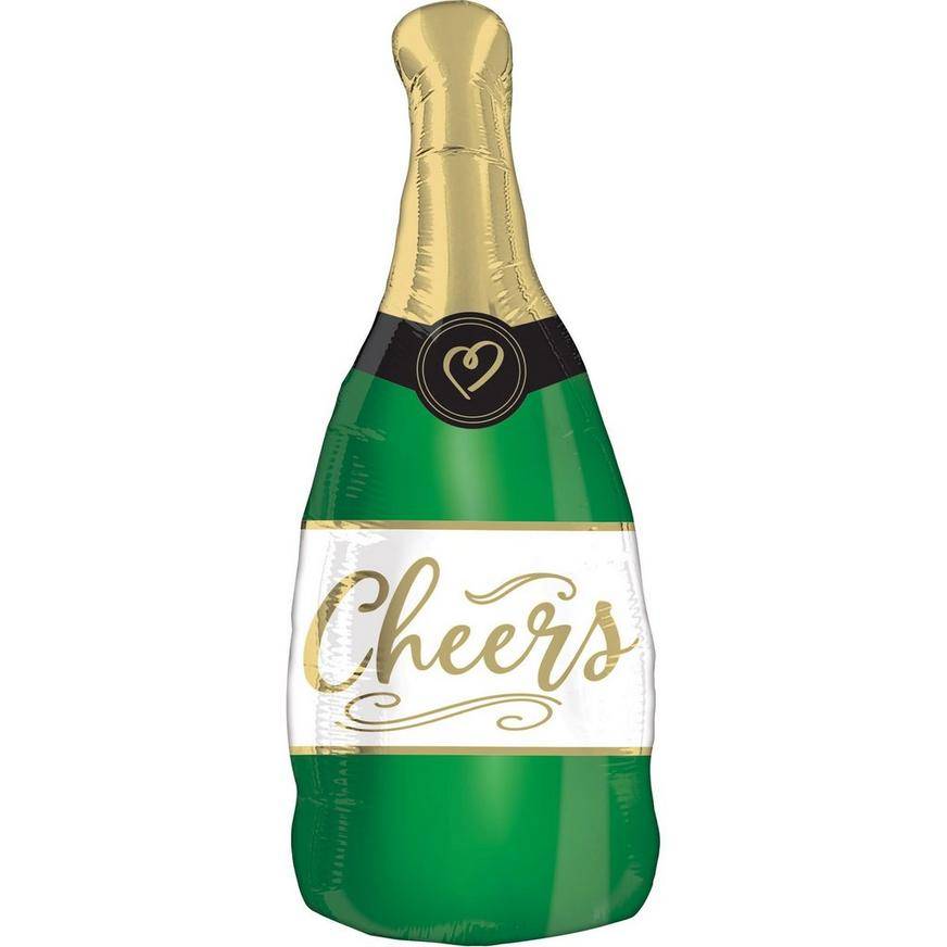 Uninflated Air-Filled Cheers Bubbly Wine Foil Balloon, 7in x 19in