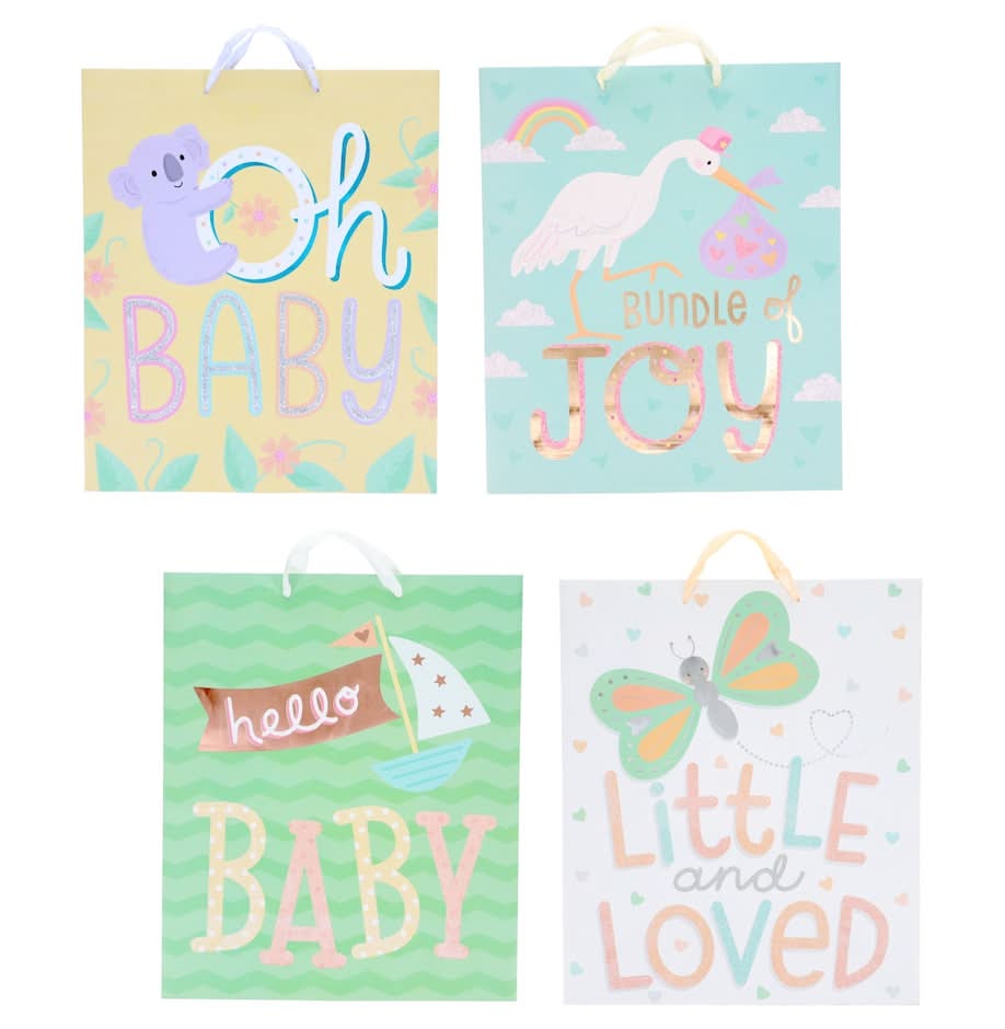 Voilà Large Baby Gift Bags, 12x10x4.5 in.