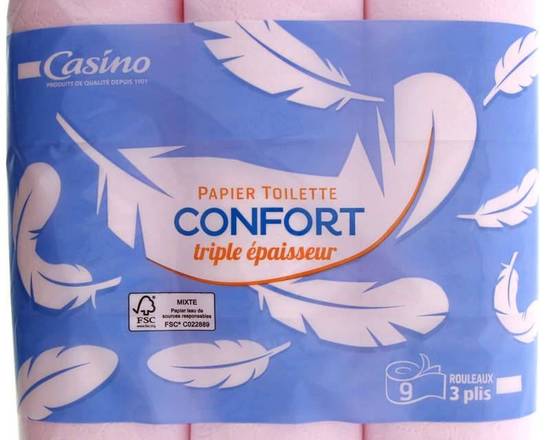 Papier toilette confort triple épaisseur Casino x9