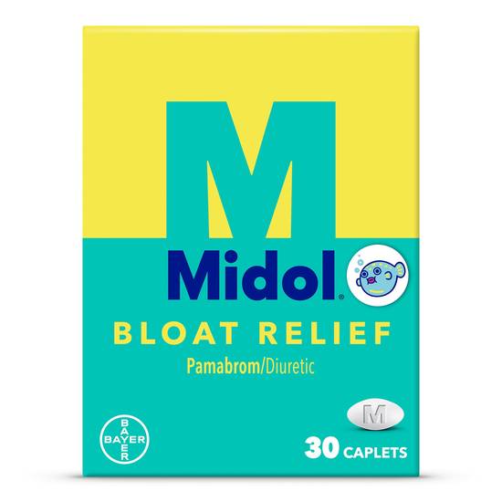 Midol Bloat Relief, Bloating Relief Caplets with Pamabrom, 30 CT