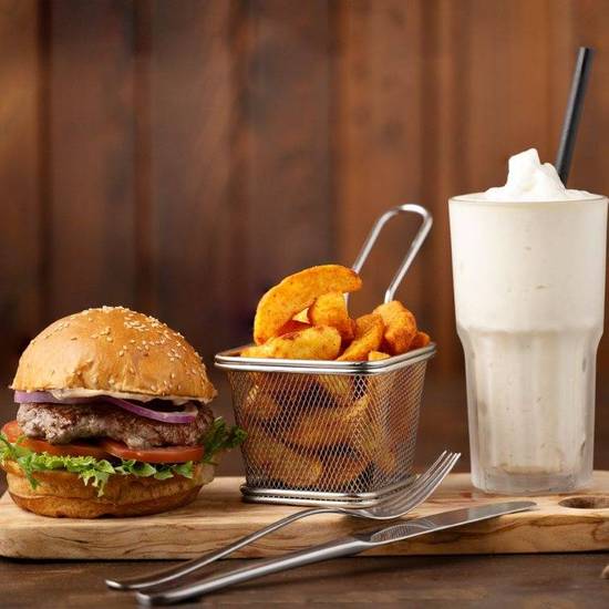 Beef Burger with Classic MilkShake