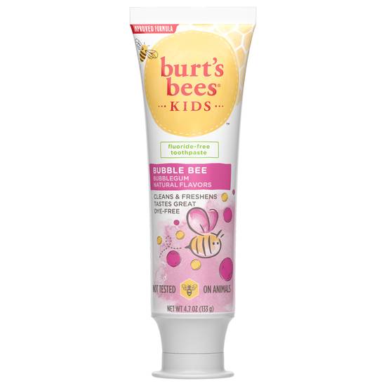 Burt’s Bees Kids Toothpaste, Natural Flavor, Fluoride Free, Bubble Bee