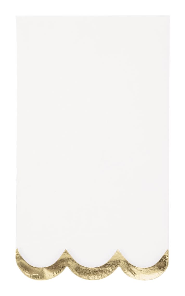 Scalloped Fancy Gold Foil Trim Paper Dinner Napkins 16 Ct