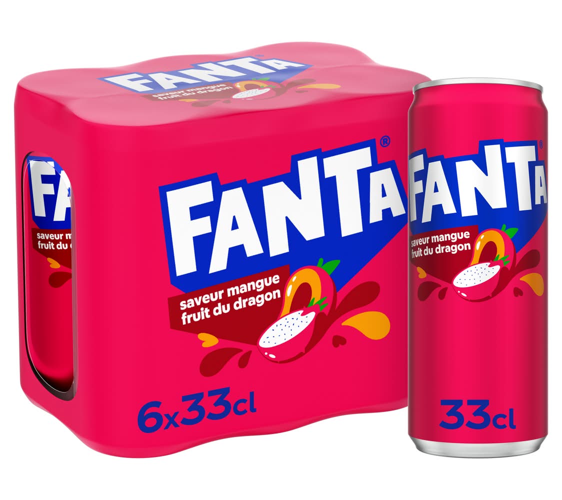Fanta - Boisson gazeuse aromatisée, mangue-fruit du dragon (6 x 330ml)