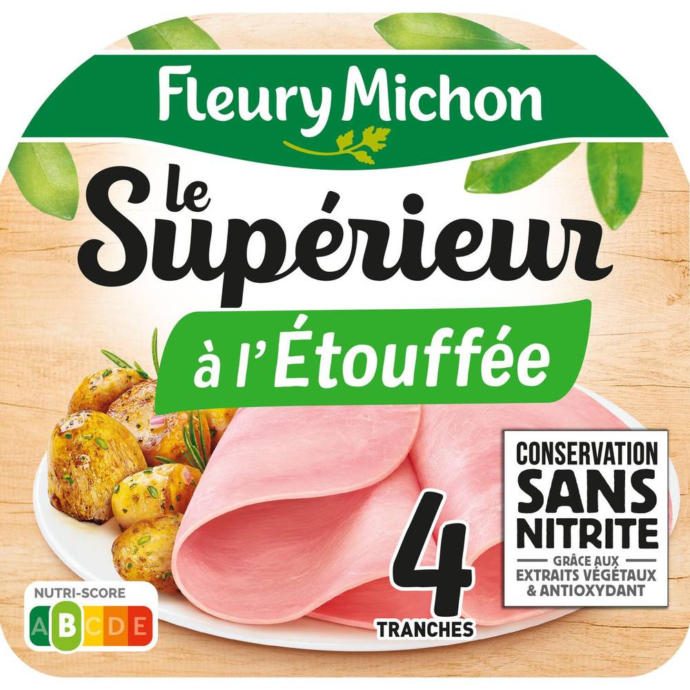 Fleury Michon - Jambon le supérieur -25% sel sans nitrite (4 pièces)