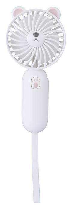 Miniso · Ventilador osito de mano con asa sintético, 6 x 12.5 cm, blanco
