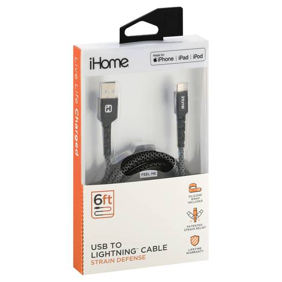 Ihome 6 Feet Usb To Lightning Strain Defense Cable