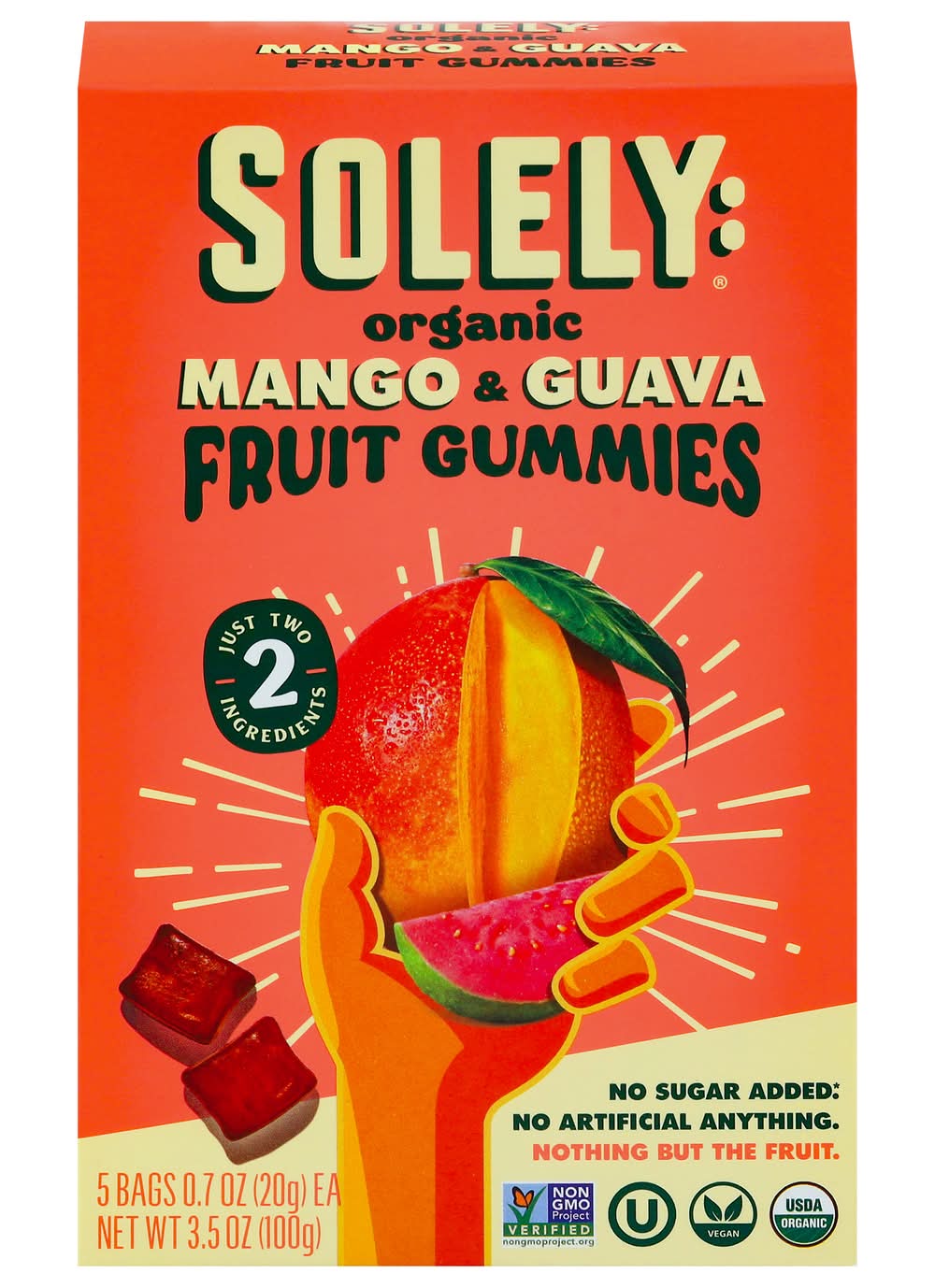 Solely Organic Whole Fruit Gummies, Mango & Guava (5 x 0.7 oz)