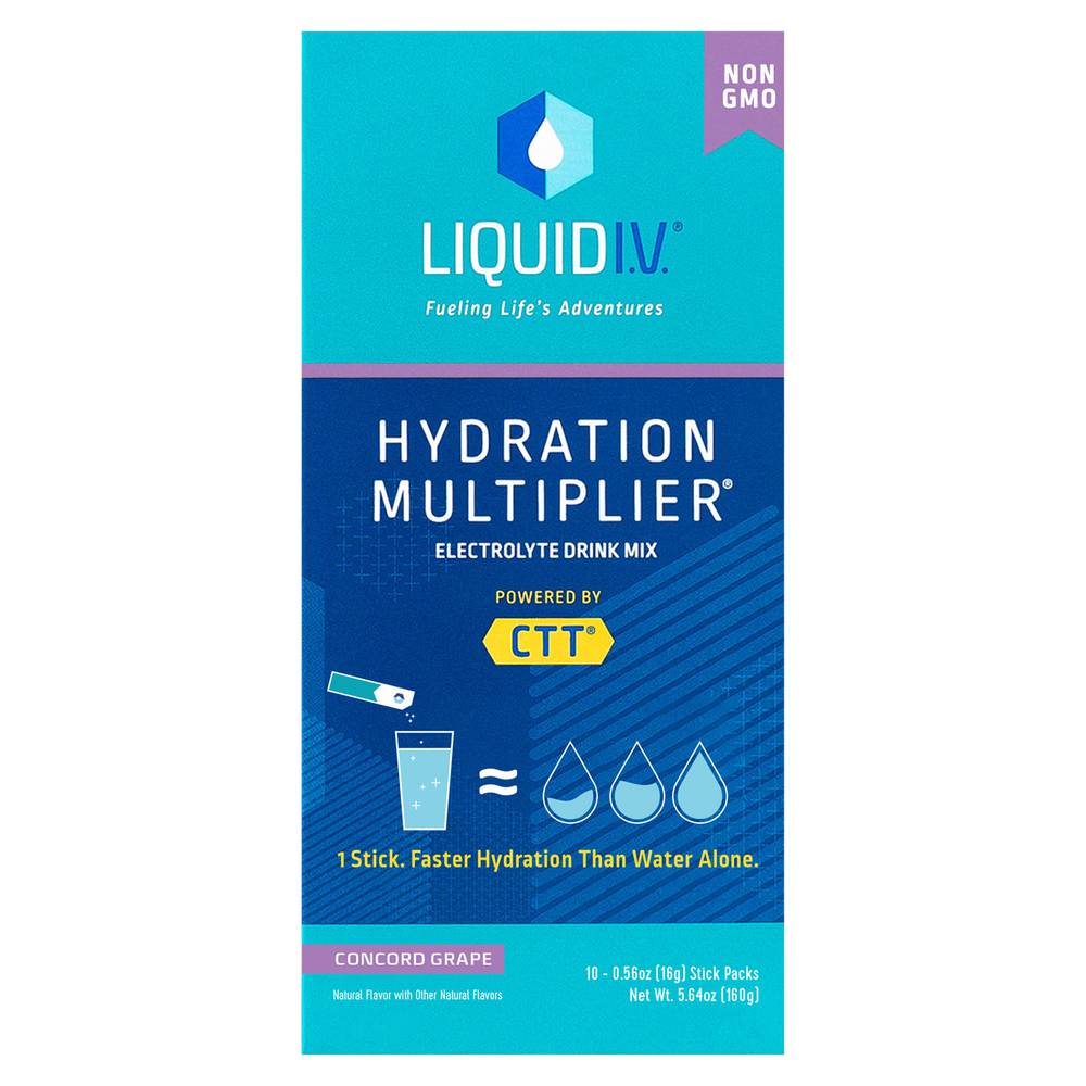 Liquid I.V. Hydration Multiplier Electrolyte Drink Mix, Concord Grape (0.56 oz, 10 ct)