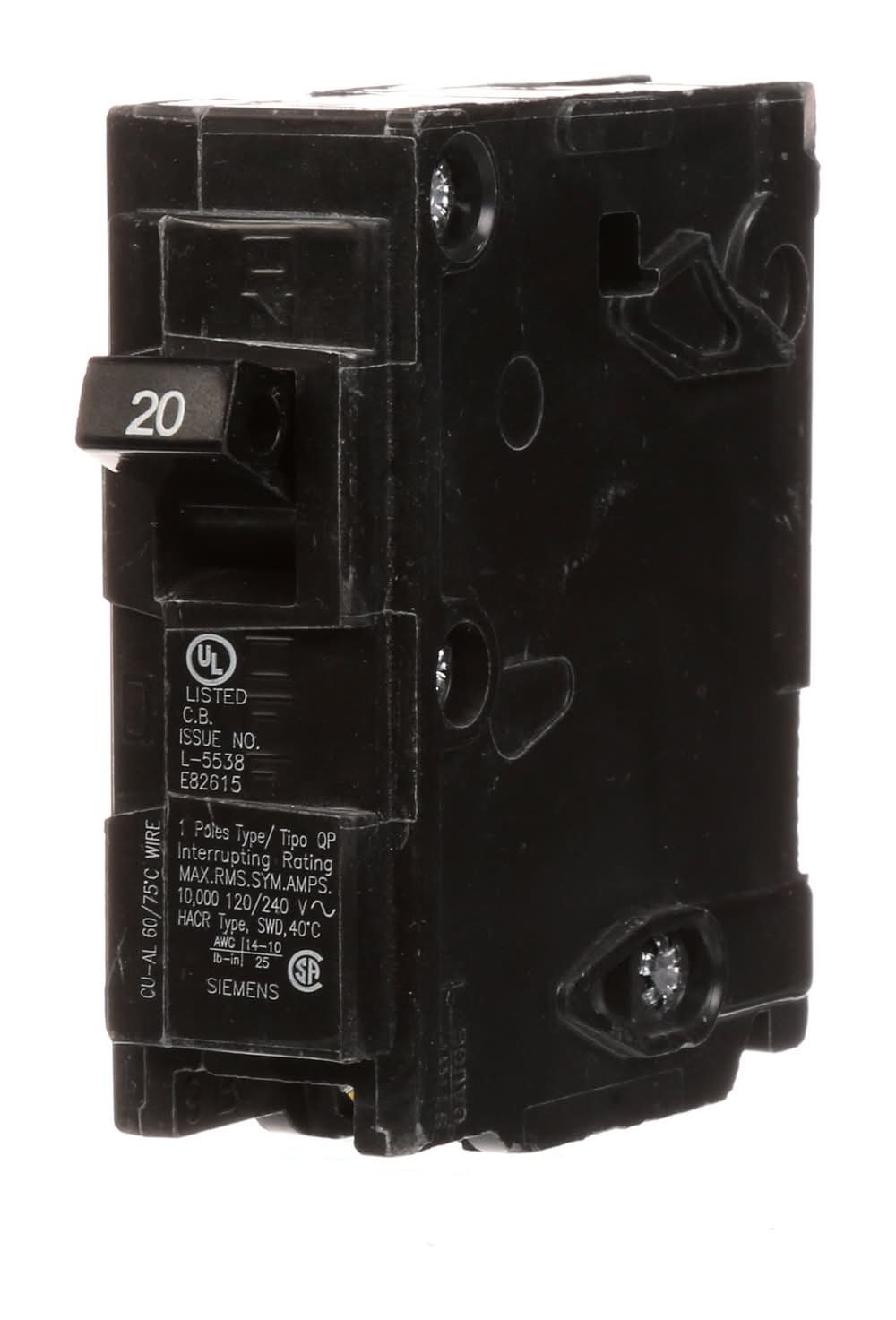 Siemens QP 20-amp 1 -Pole Standard trip Circuit Breaker