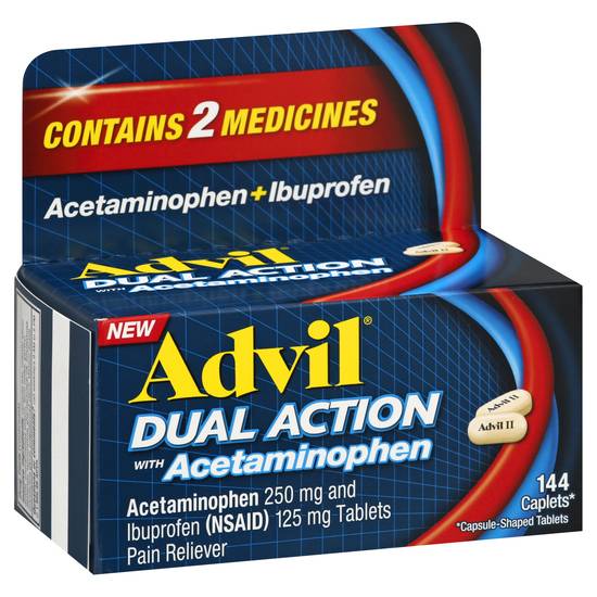 Advil Dual Action Caplets Acetaminophen + Ibuprofen (144 ct)