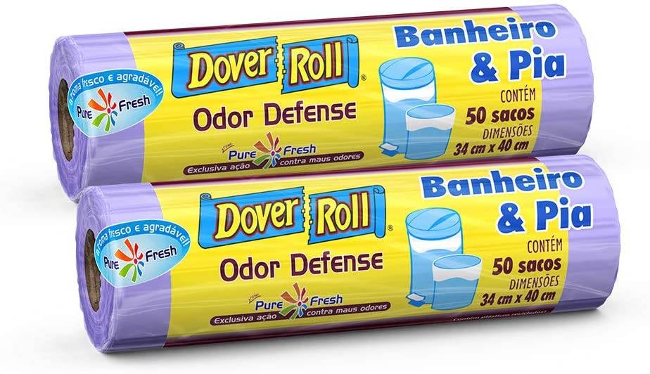 Dover roll saco para lixo banheiro e pia perfumado (2x50 unidades)