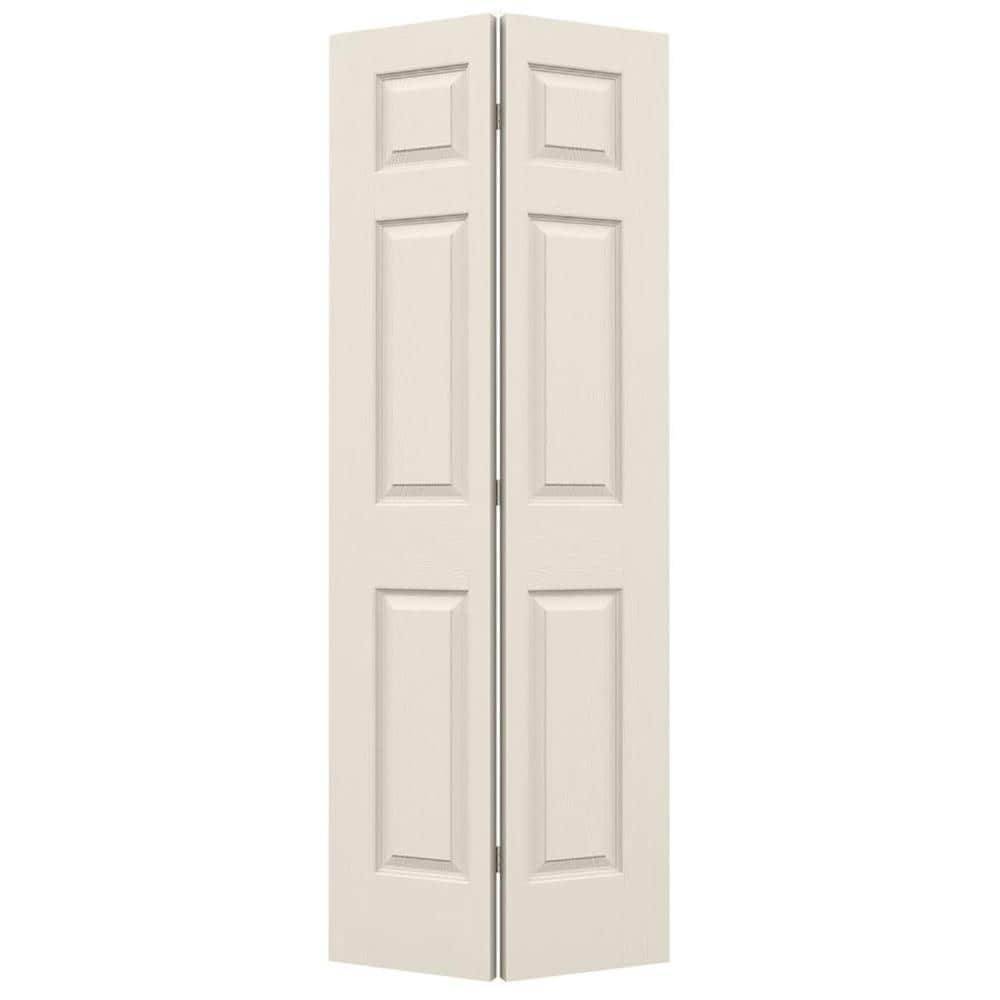 JELD-WEN Colonist 24-in x 80-in 6-panel Textured Hollow Core Primed Molded Composite Closet Bifold Door (Hardware Included) | JW160600019