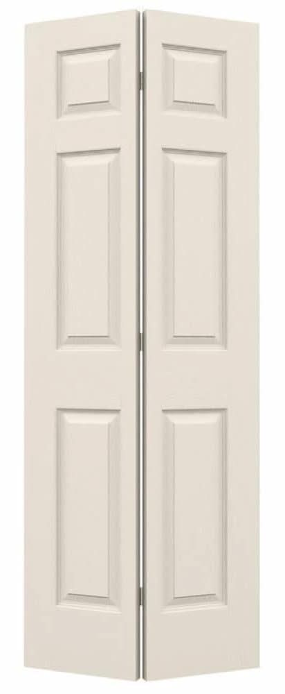JELD-WEN 30-in x 80-in Primed 6-panel Textured Hollow core Primed Molded composite Colonist Bifold Closet Door ( Hardware Included )