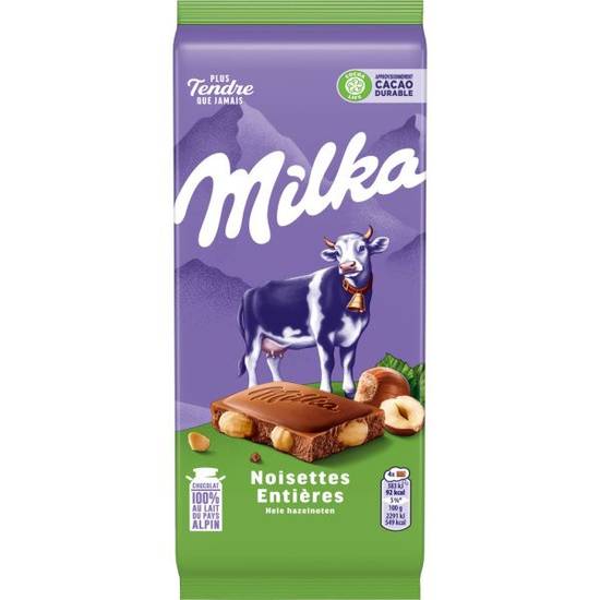 Tablette chocolat lait noisettes Milka 100g