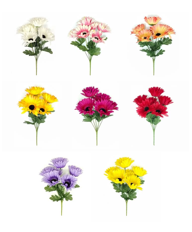 Artificial Gerber Daisy Flower Bush, Assorted Colors, 1-ct.