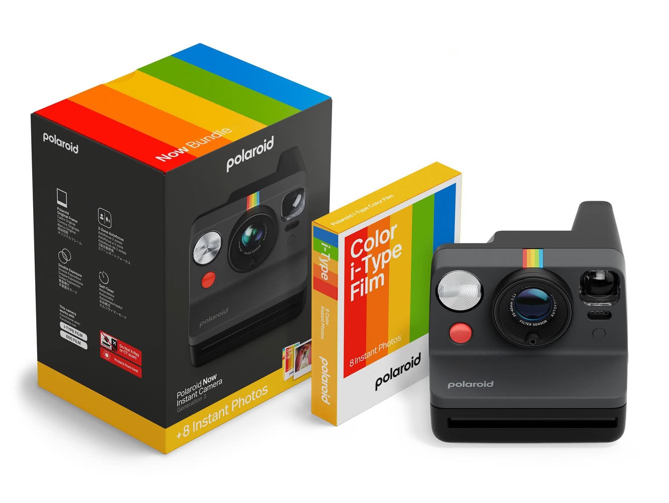 Polaroid Now Gen 3 Instant Camera + Color Film Bundle, Black