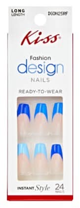 Kiss® Design Nails Long Length 24-Pack Blue French