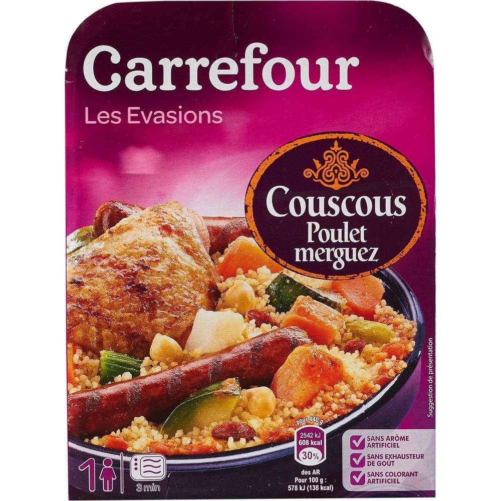 Carrefour - Plat cuisiné couscous poulet merguez
