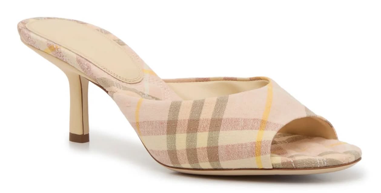 Burberry Mews Sandal (Light Pink Plaid Print Medium - EU 38 / US 8)