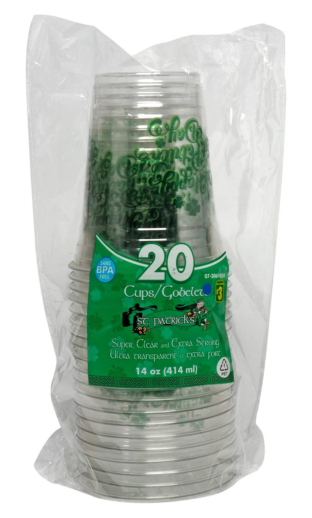 Dollarama 414 Ml St. Patrick's Printed Plastic Cups (20 ct)