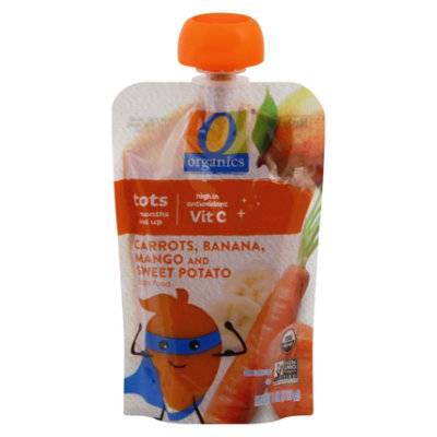 O Organics Baby Food Carrots Banana Mango Sweet Potato Pouch - 4 Oz