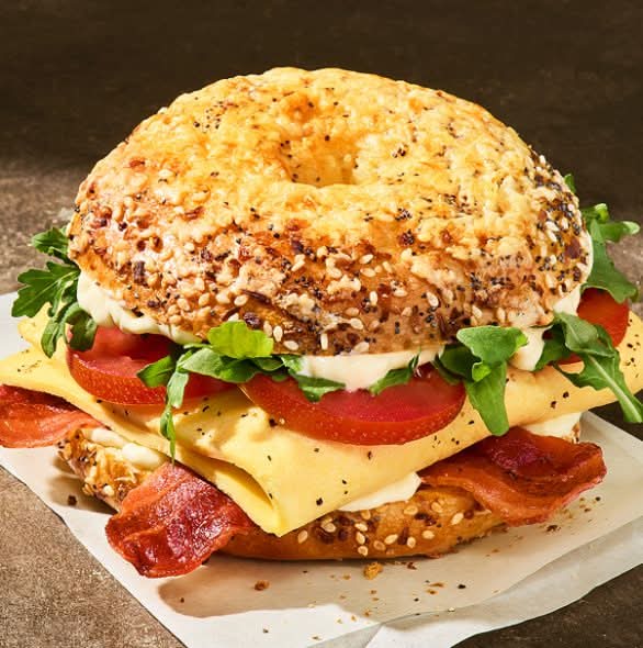 Wake-Up BLT Asiago Everything Bagel Stack