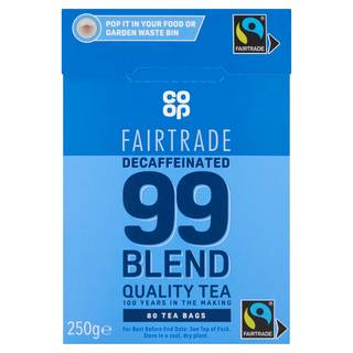 Co-op Decaffeinated 99 Blend Fairtrade Tea 80 Tea Bags 250g