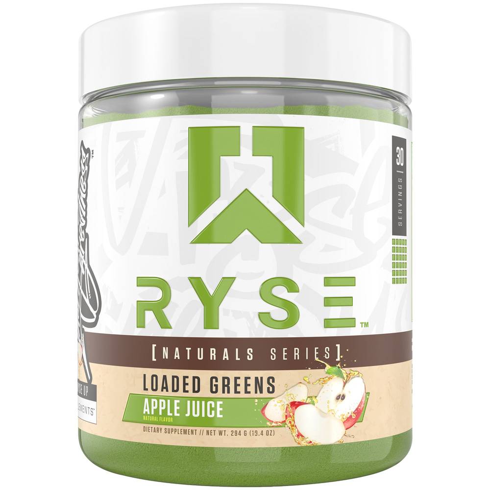 Ryse Loaded Greens Supports Detox Energy and Digestion, Apple Juice (19.4 oz)