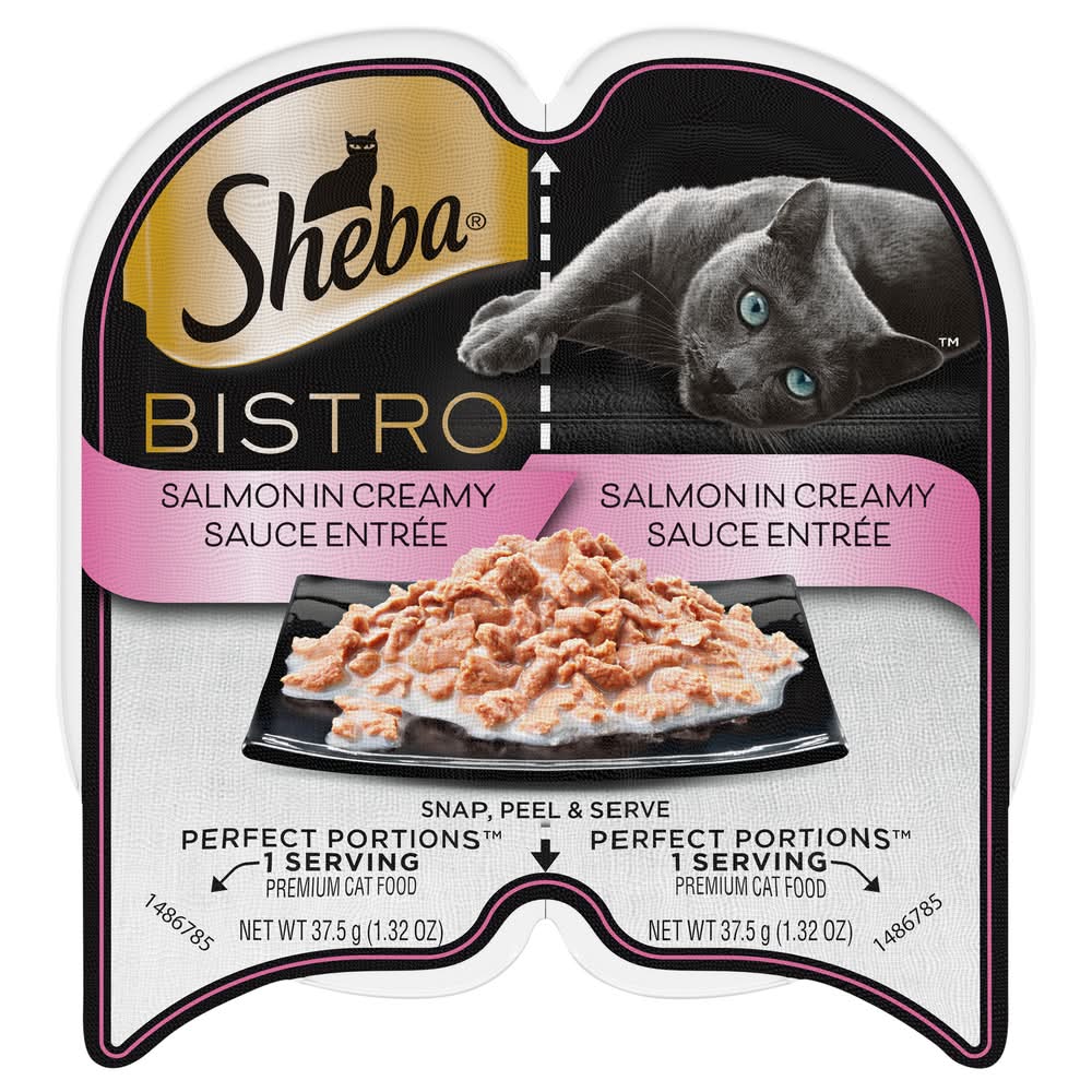 Sheba Bistro Premium Wet Cat Food, Salmon in Creamy Sauce Entree, Adult (2 x 1.32 oz)
