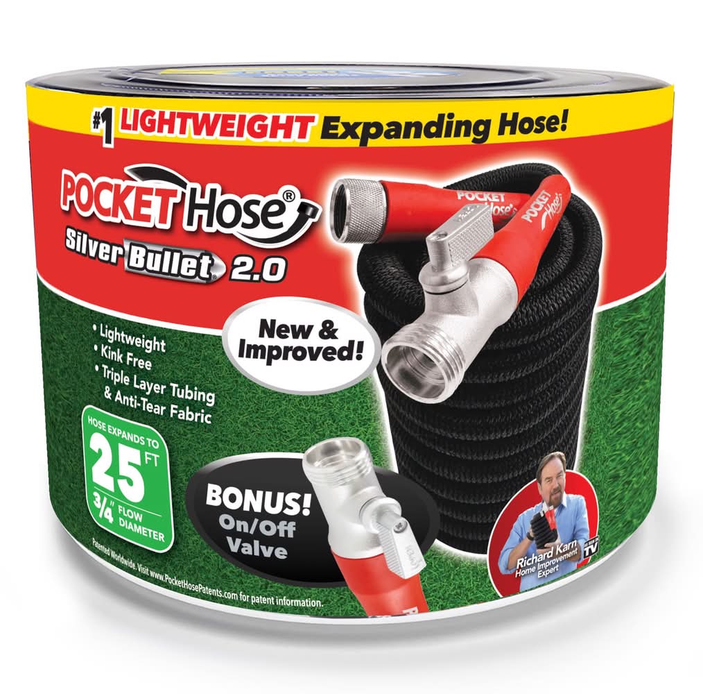 Pocket Hose Silver Bullet 2.0 3/4 In. D X 25 Ft. L Medium Duty Expandable Flexible Garden Hose