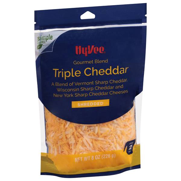 Hy-Vee Shredded Gourmet Blend Triple Cheddar Cheese (8 oz)