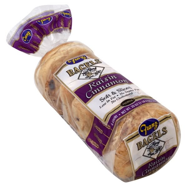 Franz New York Soft & Sliced Bagels, Cinnamon-Raisin (20 oz, 6 ct)