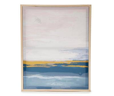 Blue, Gold & White Abstract Scenery Framed Canvas