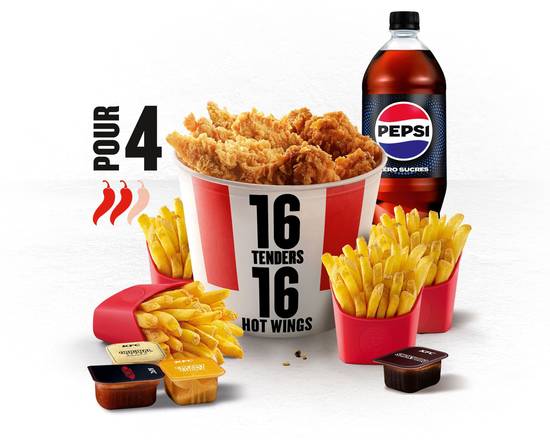 MENU BUCKET POUR 4 – 16 HOT WINGS®/16 TENDERS®